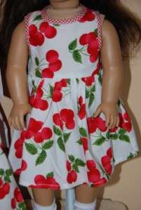 Matching Girl&Doll Dresses For American Red Cherry 5  
