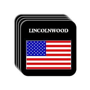 US Flag   Lincolnwood, Illinois (IL) Set of 4 Mini Mousepad Coasters