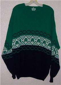 Saint St. Patricks Day Ireland Irish Shamrock Fisherman Knit Sweater 