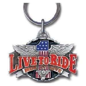  Motorcycle Pewter Keychain  Live to Ride 