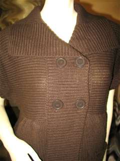 Womens Chocolate Brown Knit Outerwear Jacket Coat TOP Large Lrg L 