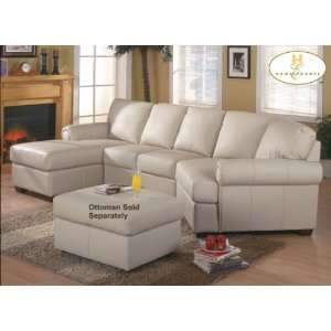   Contemporary 100% Ivory Leather Sectional Sofa: Home & Kitchen