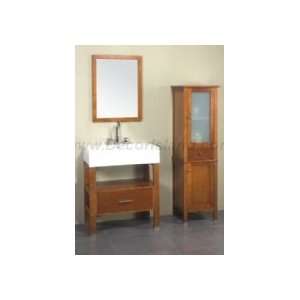  32 Bathroom Vanity Set W/ Ceramic Sinktop, Mirror & Linen Tower 