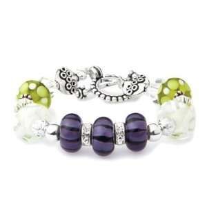   Purple and Lime Lampwork Stretch Bracelet Kit Arts, Crafts & Sewing