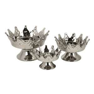   of 3 Majestic King & Queen Polished Silver Royal Cake Serving Platters