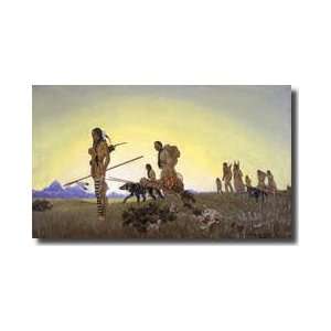  Kiowas Migrate With Dogs Pulling Loaded Travois Giclee 