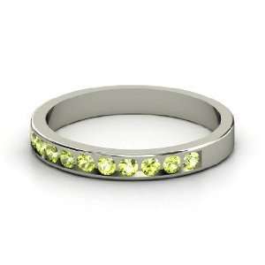  Slim Band, 14K White Gold Ring with Peridot: Jewelry