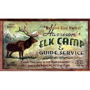  Vintage Hunting Signs   Elk Camp Rustic Wood Sign: Patio 