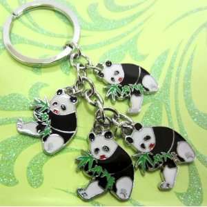  Colorful Metal Charm Keychain 4 Pandas 