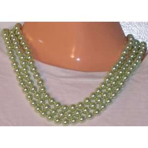  Fake Green Pearl Imitation Long 64 inch Round Fashion Jewelry 