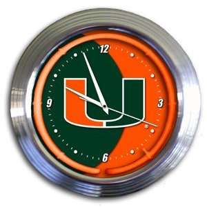 Miami Hurricanes College 14 Chrome Neon Clock (NEW 