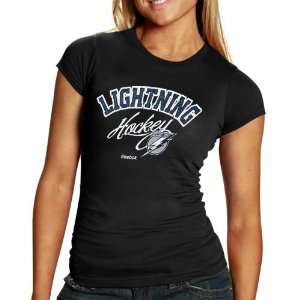  Reebok Tampa Bay Lightning Ladies Black Scripted Play T shirt 