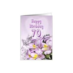    70th Birthday card with alstromeria lily flowers Card Toys & Games