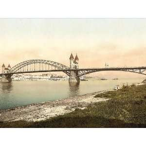 Vintage Travel Poster   Rhine Bridge Bonn the Rhine Germany 24 X 18.5