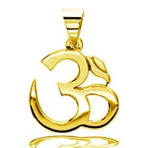 Extra Large Classic Yoga Ohm, Om, Aum Charm, 26mm x 26mm in 18K yellow 