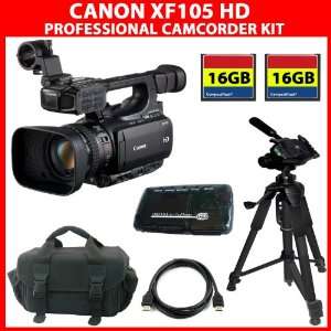  Canon XF105 HD Professional Camcorder + (2Pcs)16GB Compact 