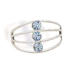  Toe Ring   4 Band Wire Blue Crystals Jewelry