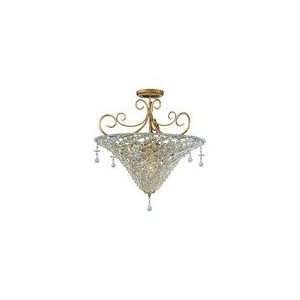  Semi Flush Mount in Burnished Gold   Hand Cut Crystal 