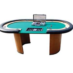   Full Size Oval Texas Holdem Poker Table w/ Tray: Sports & Outdoors