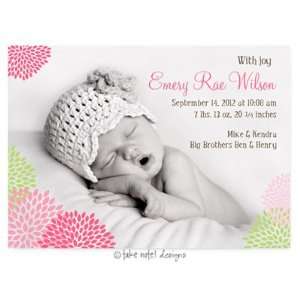 Take Note Designs Digital Photo Birth Announcements   Emery Rae Full 