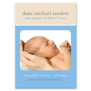  Scalloped Baby Baby Announcement Magnet   Boy Birth Announcement 