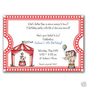 Circus Ticket Invitations Birthday Party Carnival Tent  