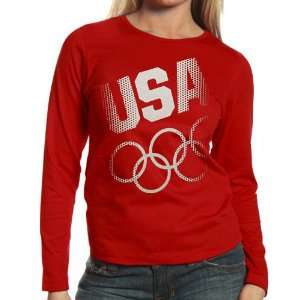  USA Olympics Ladies Her Pride Long Sleeve T Shirt   Red 
