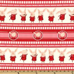  44 Wide Red Stripe Olivia TV Fabric By The Yard: Arts 