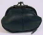 Lined Black Solid Leather Coin Purse Zipper Compartment Tote Purse 
