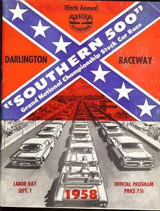 1958 Darlington Southern 500   NASCAR Race Program  