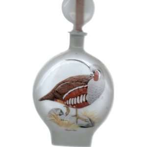 Vintage White Glass Liquor Bottle FIELD BIRDS BY A. SINGER 1969 