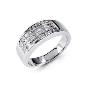    14k Solid White Gold Princess Cut Diamond Wedding Ring: Jewelry
