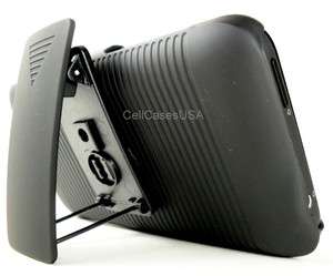 HTC EVO 3D SPRINT BLACK BELT CLIP HOLSTER STAND HARD SKIN COVER CASE 