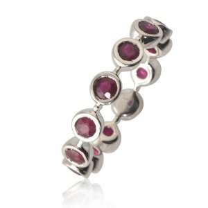 50cttw Natural Round Ruby Eternity Band Ring in 14K White Gold.size 
