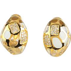 CZ By Kenneth Jay Lane CZ Resin/Pave Dome Clip Back Earrings    