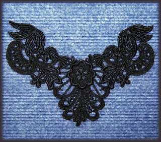   rayon venise appliques that come in ivory or black measures 6 x 4 ¼
