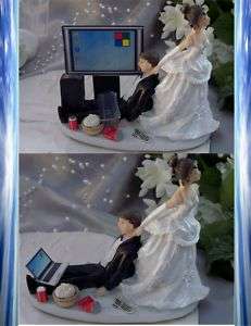 Bridal Wedding Cake Topper Funny Humorous Computer Geek  