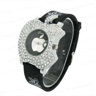 GENEVA Watch Apple Quartz Crystal Silicone Geneva Wristwatch Lady 