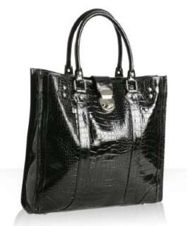 Rebecca Minkoff black croc embossed leather French Tote bag 