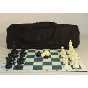  Plastic Tournament Chess Set with 4 Inch King and Black 