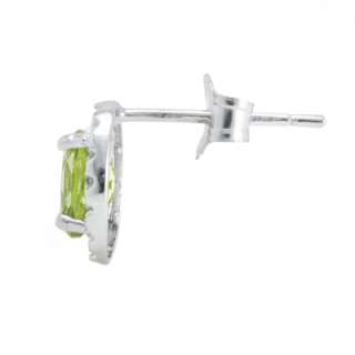 Natural Oval Citrine or Peridot Silver Stud Earrings  