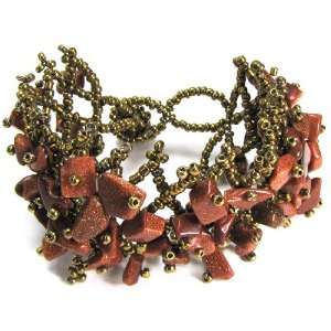  40mm goldstone chip glass seed bead bracelet 8 Home 