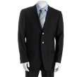 zegna z zegna black wool 3 button city suit with single pleat trousers