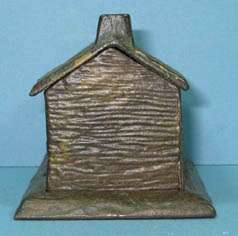 1882 LOG CABIN CAST IRON OLD ORIGINAL TOY BANK GUARANTEED AUTHENTIC 