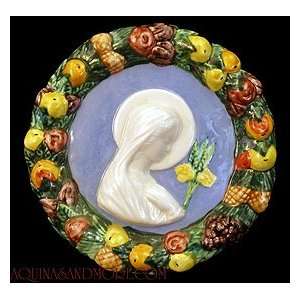 Lily Madonna Della Robbia Ceramic Plaque 
