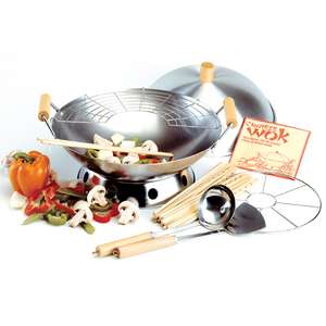   506 Deluxe 10 Piece Wok Set for Stir Frying, Steaming, Braising, etc