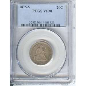  TWENTY CENT COIN , 1875 S, U S COIN, SILVER , CERTIFIED PCGS VF, 20 