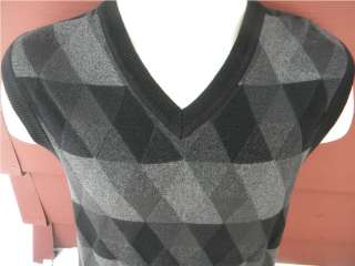 Mens Size M New NWT $45 AXIST Gray/Black Argyle 100% Cotton Sweater 