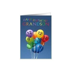   : 12th Birthday Card for Grandson colored balloons Card: Toys & Games
