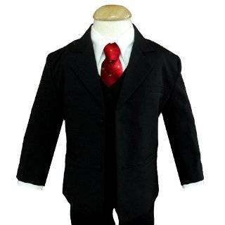  Gino Wedding Formal Boy Black Suit with Green Tie Sizes 